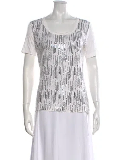 Pre-owned St John Graphic Print Crew Neck T-shirt In White