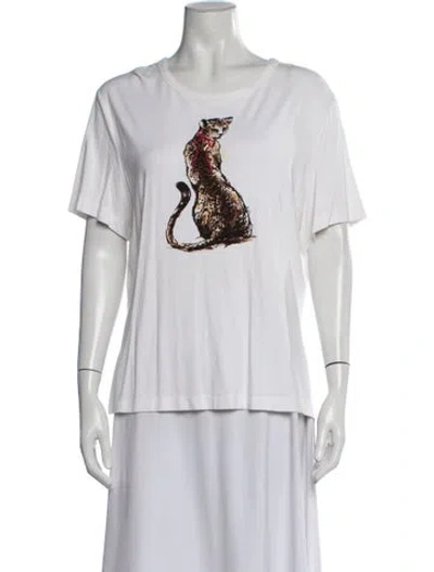 Pre-owned St John Graphic Print Crew Neck T-shirt In White