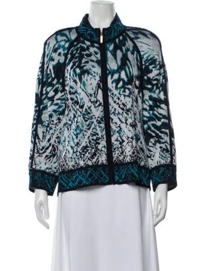 Pre-owned St John Graphic Print Jacket In Blue