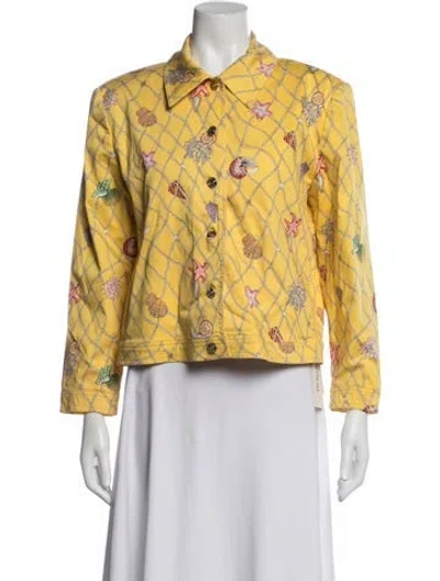 Pre-owned St John Graphic Print Jacket In Yellow