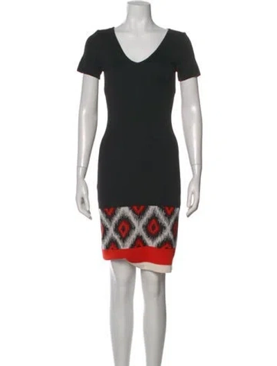 Pre-owned St John Graphic Print Knee-length Dress In Black