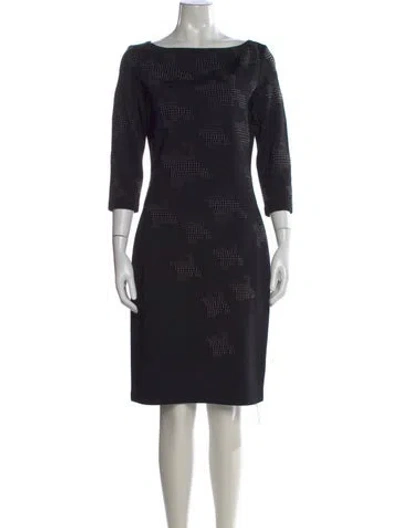 Pre-owned St John Graphic Print Knee-length Dress In Black
