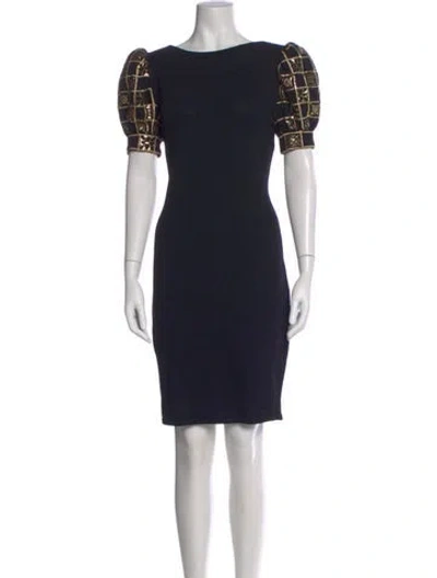 Pre-owned St John Graphic Print Knee-length Dress In Black