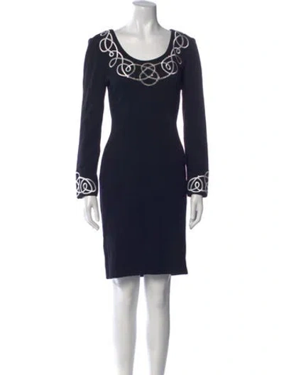 Pre-owned St John Graphic Print Knee-length Dress In Blue