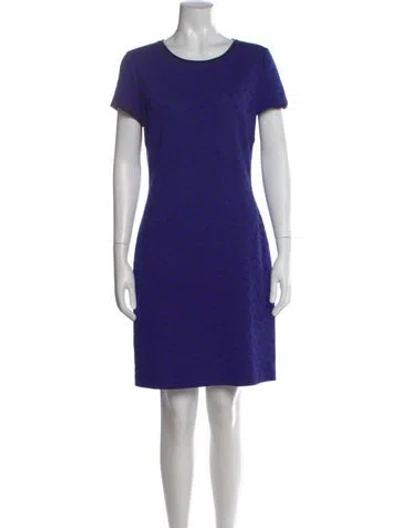 Pre-owned St John Graphic Print Knee-length Dress In Blue