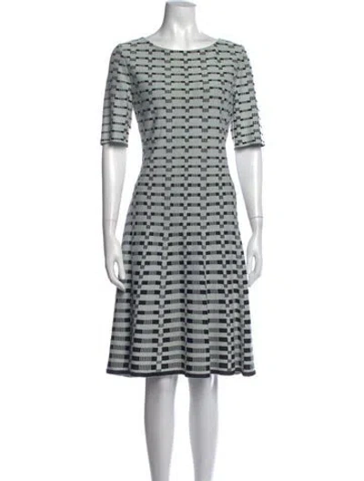 Pre-owned St John Graphic Print Knee-length Dress In Gray