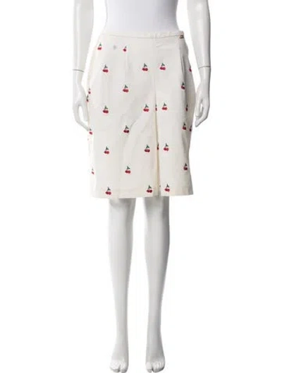 Pre-owned St John Graphic Print Knee-length Skirt In White