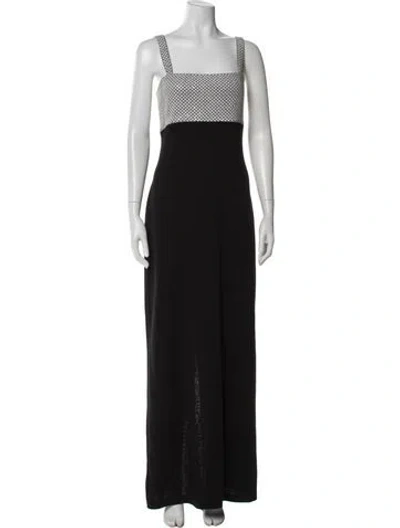 Pre-owned St John Graphic Print Long Dress In Black