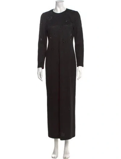 Pre-owned St John Graphic Print Long Dress In Black
