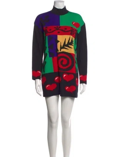 Pre-owned St John Graphic Print Mini Dress In Black