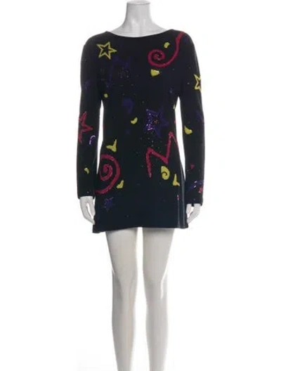 Pre-owned St John Graphic Print Mini Dress In Green