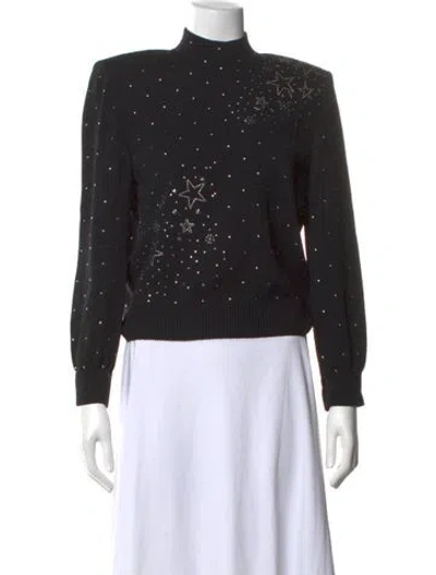 Pre-owned St John Graphic Print Mock Neck Sweater In Black