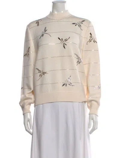 Pre-owned St John Graphic Print Mock Neck Top In Neutral