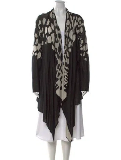Pre-owned St John Graphic Print Open Front Sweater In Black