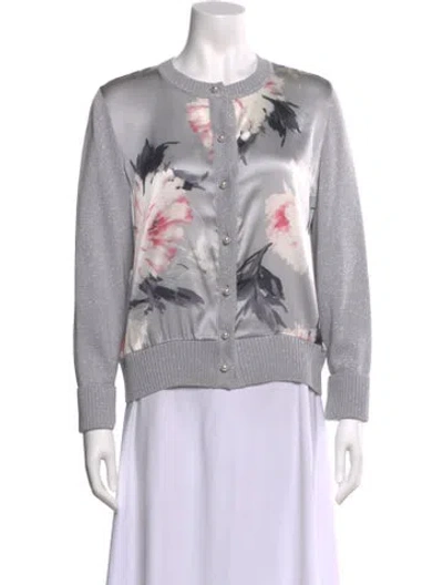 Pre-owned St John Graphic Print Scoop Neck Sweater In Gray