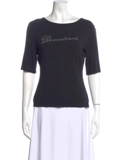 Pre-owned St John Graphic Print Scoop Neck T-shirt In Black