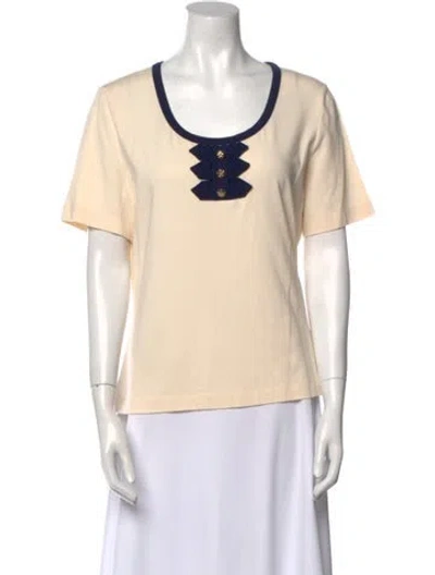 Pre-owned St John Graphic Print Scoop Neck T-shirt In Neutral