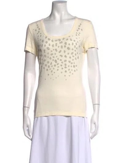 Pre-owned St John Graphic Print Scoop Neck T-shirt In Neutrals