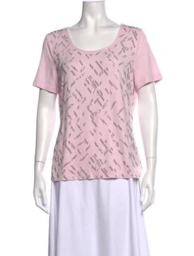 Pre-owned St John Graphic Print Scoop Neck T-shirt In Pink