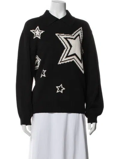 Pre-owned St John Graphic Print Sweater In Black