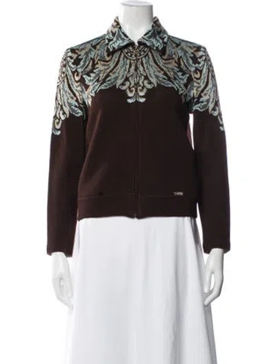 Pre-owned St John Graphic Print Sweater In Brown