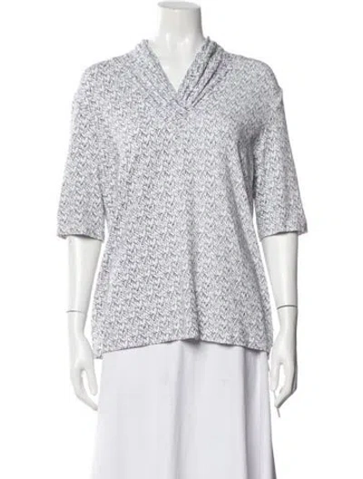 Pre-owned St John Graphic Print V-neck Top In Multi