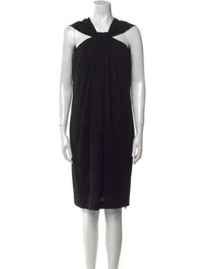 Pre-owned St John Halterneck Knee-length Dress In Black