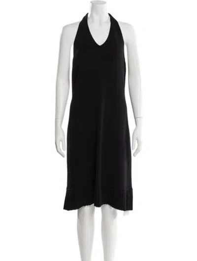 Pre-owned St John Halterneck Knee-length Dress In Black