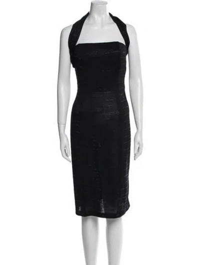 Pre-owned St John Halterneck Knee-length Dress In Blue