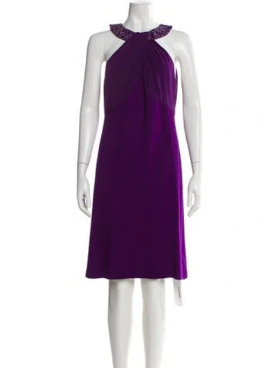Pre-owned St John Halterneck Knee-length Dress In Purple