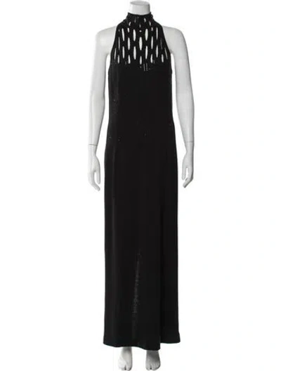 Pre-owned St John Halterneck Long Dress In Blue