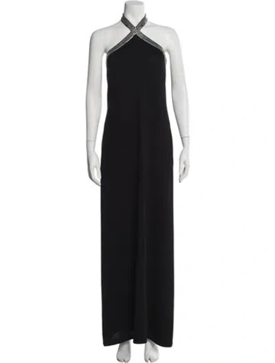 Pre-owned St John Halterneck Long Dress In Blue