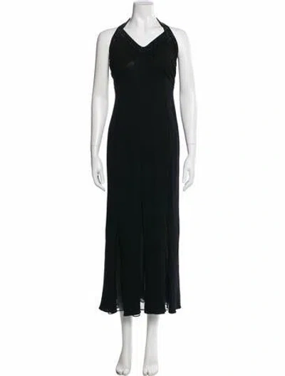 Pre-owned St John Halterneck Long Dress In Green