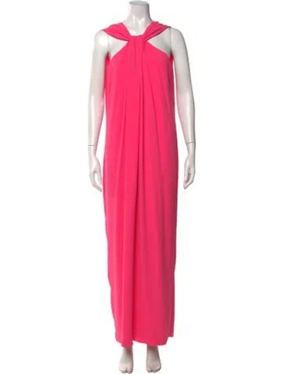 Pre-owned St John Halterneck Long Dress In Pink