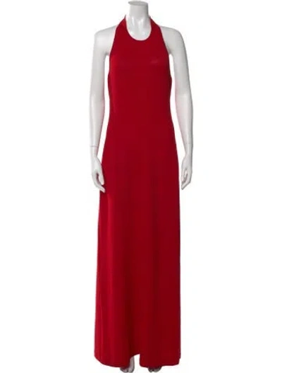 Pre-owned St John Halterneck Long Dress In Red