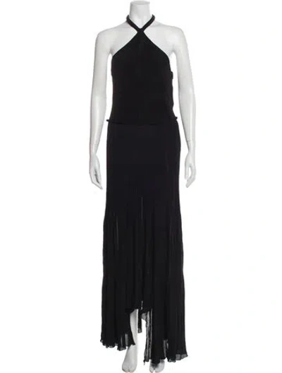 Pre-owned St John Halterneck Long Dress W/ Tags In Black