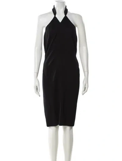 Pre-owned St John Halterneck Midi Length Dress In Black