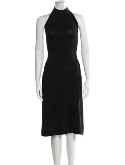Pre-owned St John Halterneck Midi Length Dress In Black