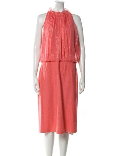 Pre-owned St John Halterneck Midi Length Dress In Pink