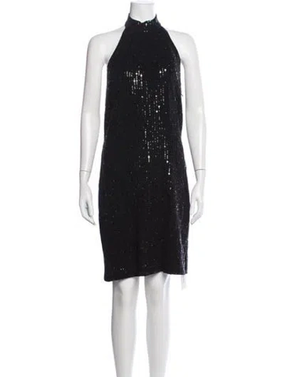 Pre-owned St John Halterneck Mini Dress In Black