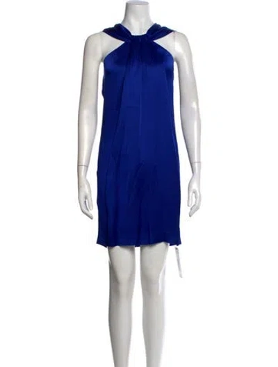 Pre-owned St John Halterneck Mini Dress In Blue