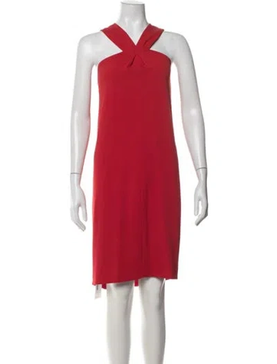 Pre-owned St John Halterneck Mini Dress In Red