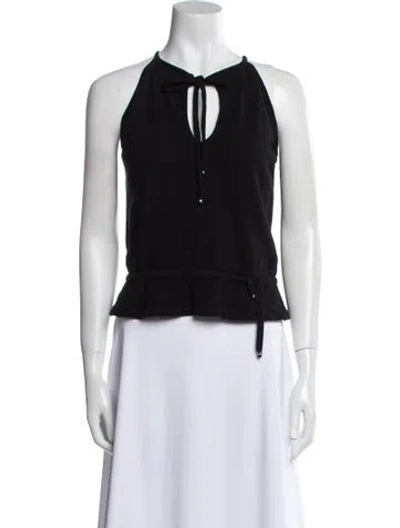 Pre-owned St John Halterneck Sleeveless Crop Top In Black