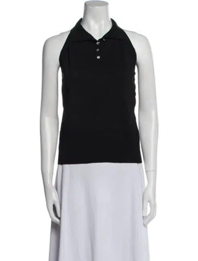 Pre-owned St John Halterneck Sleeveless Polo In Black