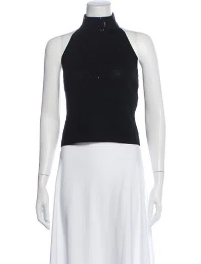 Pre-owned St John Halterneck Sleeveless Top In Black