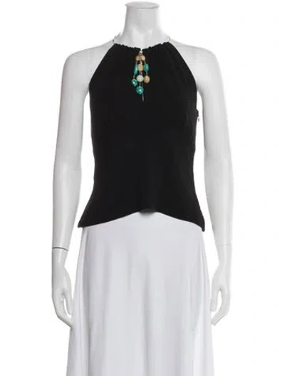 Pre-owned St John Halterneck Sleeveless Top In Black