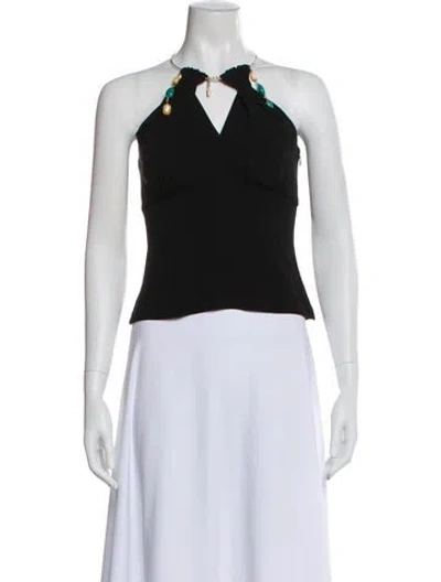 Pre-owned St John Halterneck Sleeveless Top In Blue