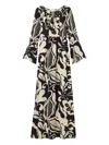 St John Harlow Leaf-print Maxi Dress In Multi
