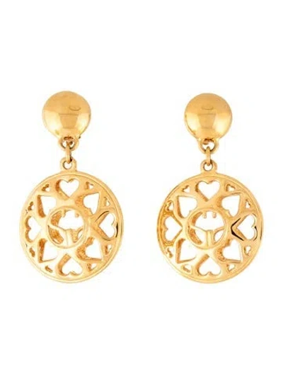 Pre-owned St John Heart Cutout Drop Clip On Earrings In Multicolor