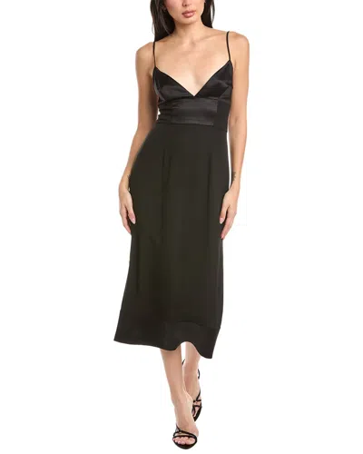 St John Heavy Crepe Midi Dress In Black